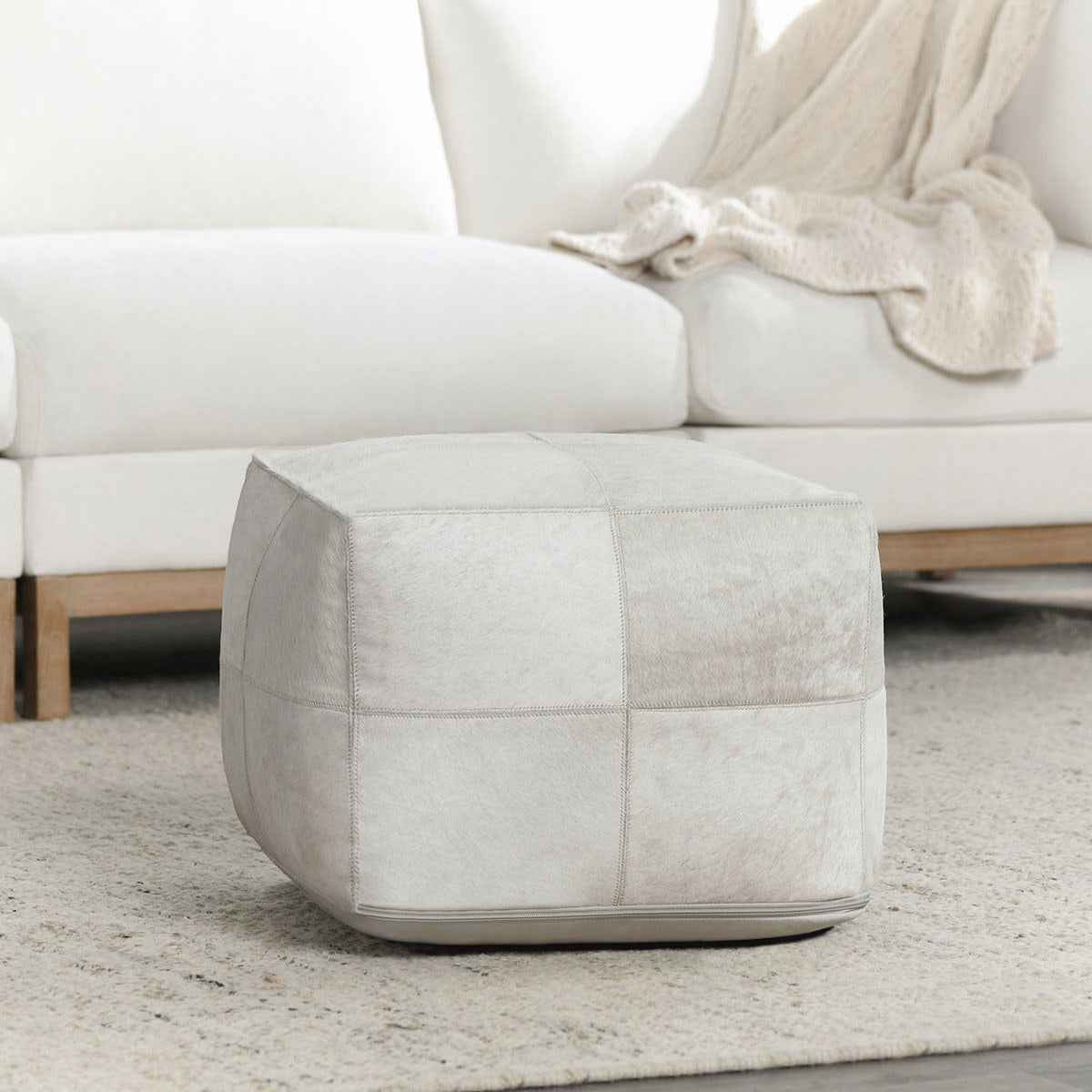 Hide White Pouf by Classic Home at Eve Furniture