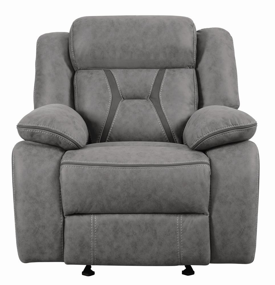 Higgins Gray Overstuffed Upholstered Glider Recliner by Coaster at Eve Furniture
