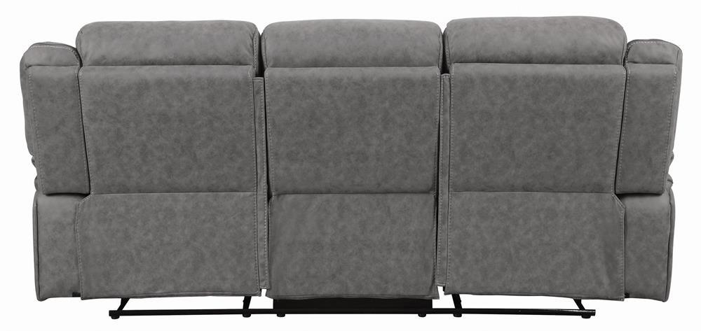 Higgins Gray Pillow Top Arm Upholstered Motion Sofa by Coaster at Eve Furniture