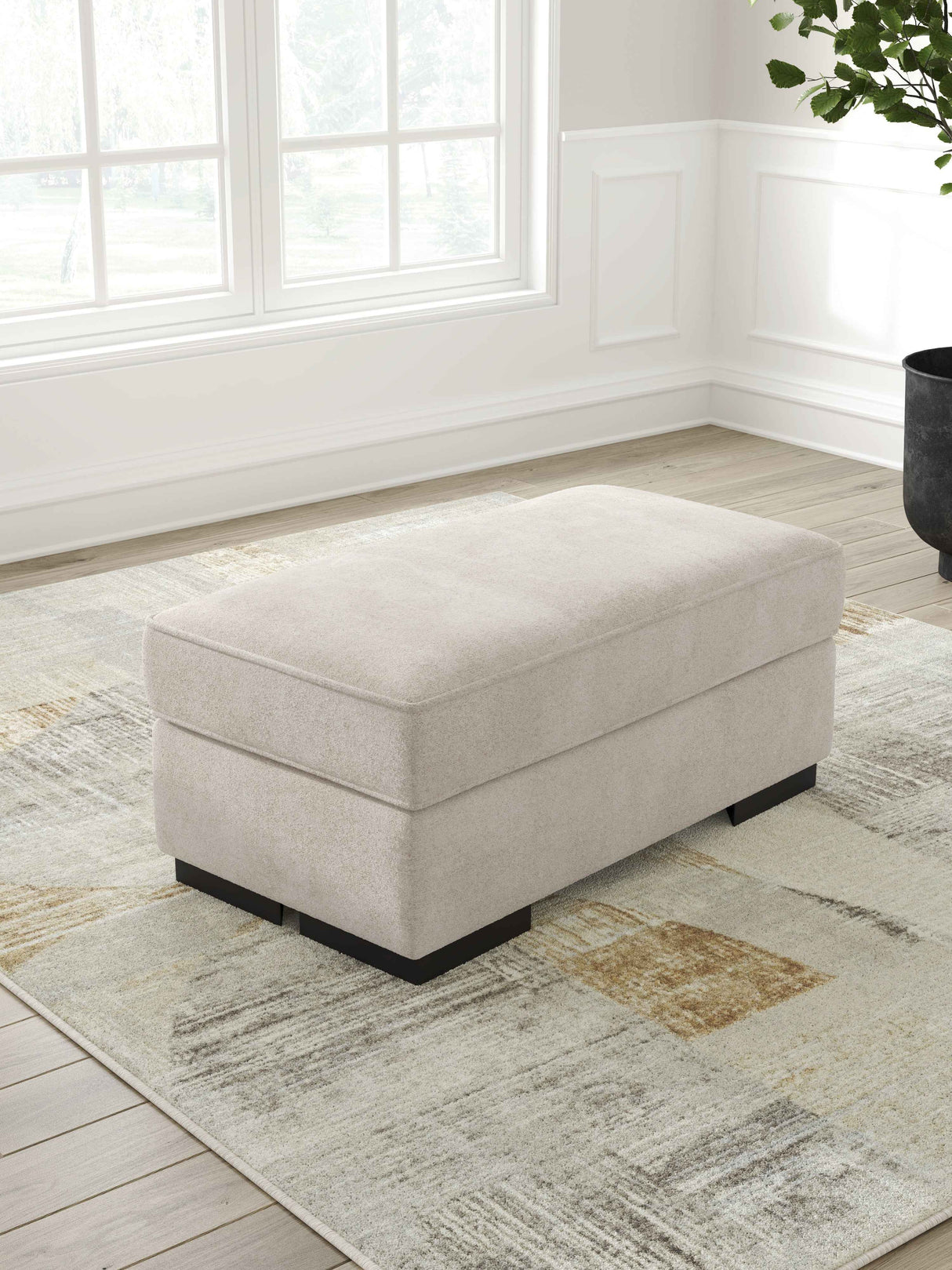 High Profile Taupe Ottoman by Ashley at Eve Furniture