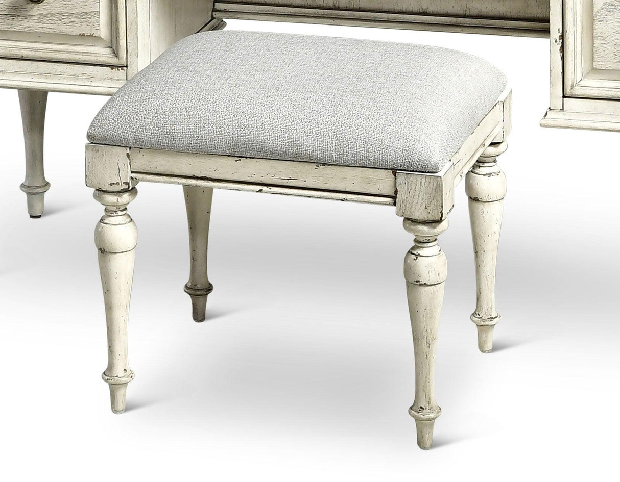 Highland Park White Vanity Bench by Steve Silver at Eve Furniture