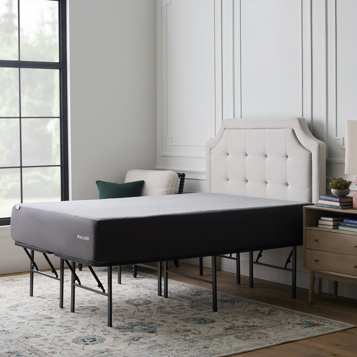Highrise LT 18" Black Full Bed Frame by Malouf at Eve Furniture