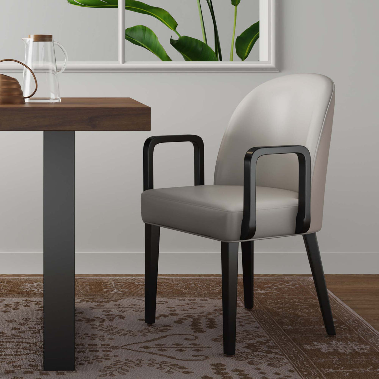 Hillman Dining Arm Chair in Light Grey by Manhattan Comfort at Eve Furniture