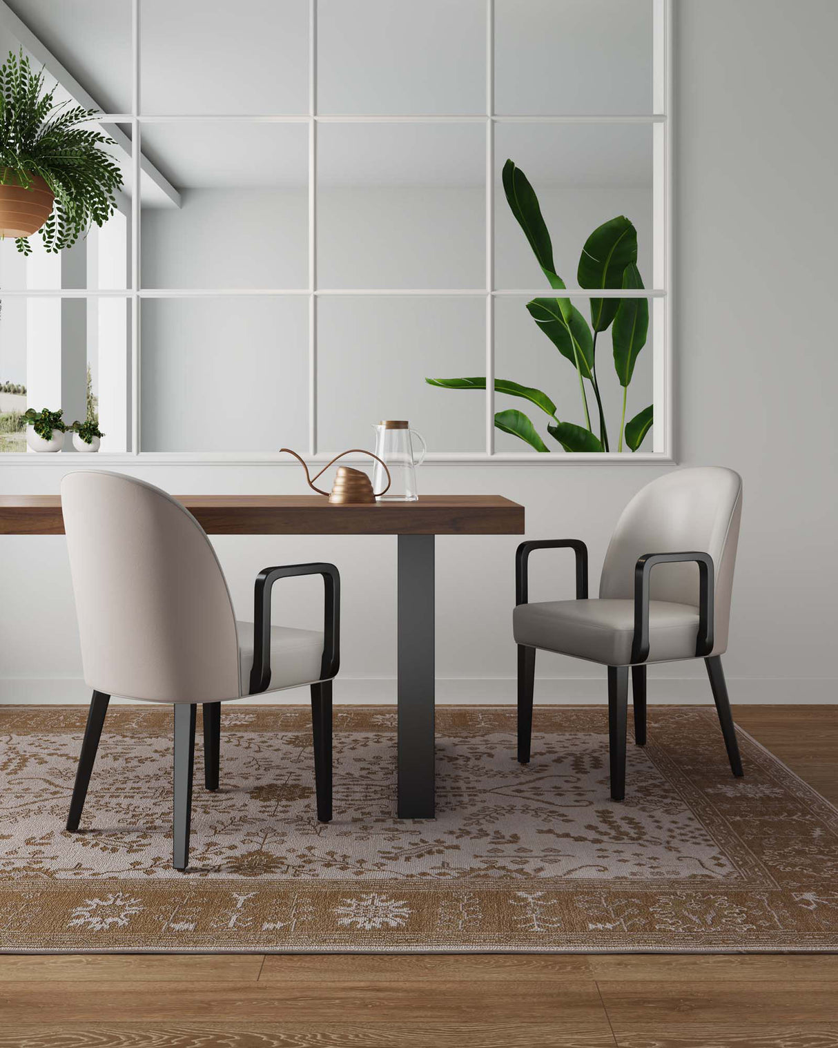 Hillman Dining Arm Chair (set of 2) in Light Grey by Manhattan Comfort at Eve Furniture