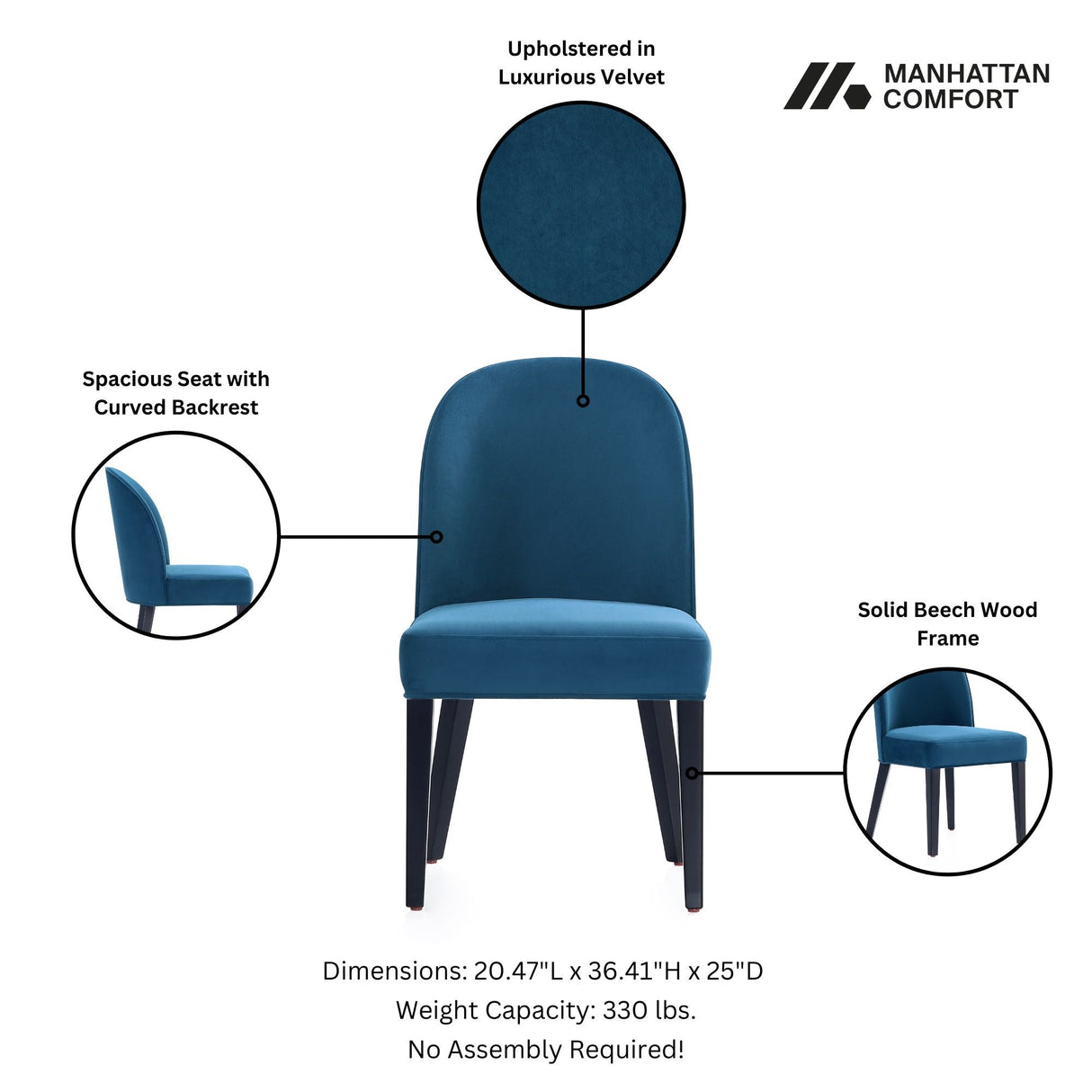Hillman Dining Side and Arm Chairs in Light Blue (set of 6) by Manhattan Comfort at Eve Furniture