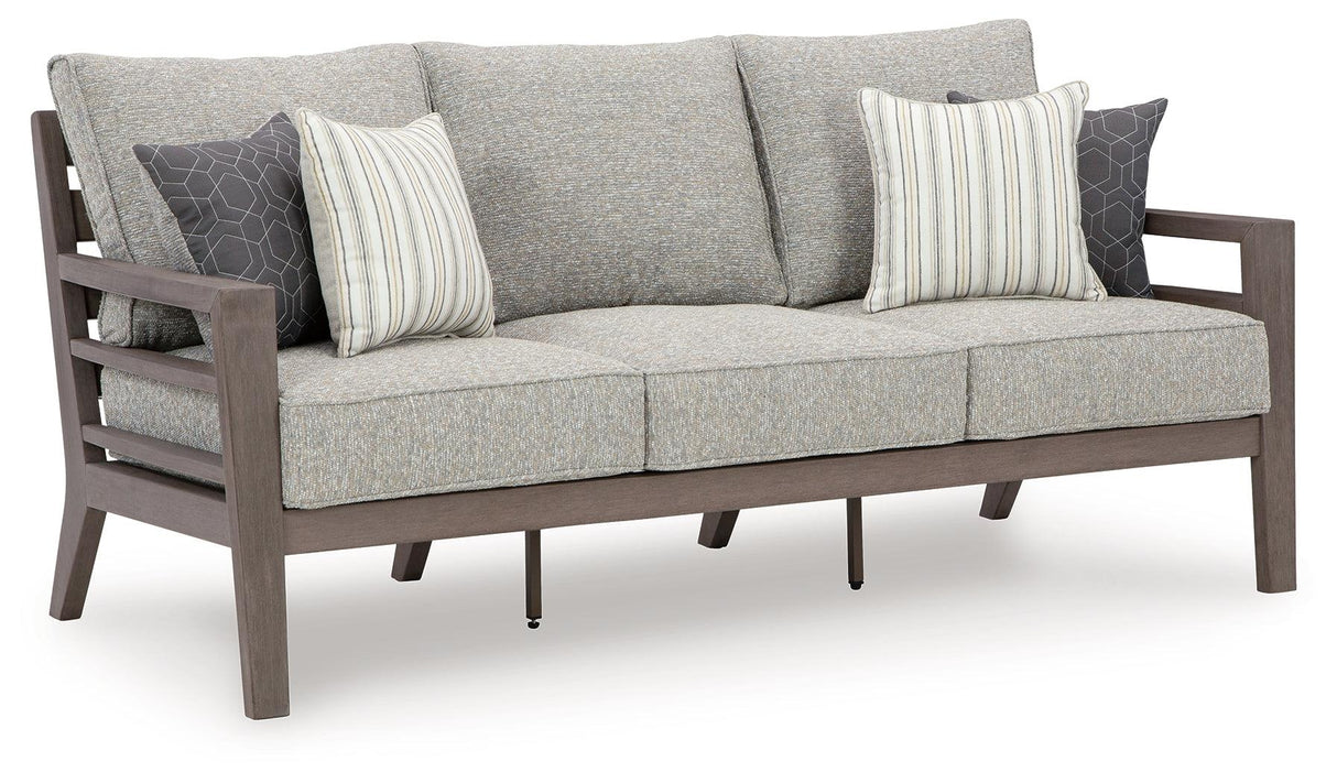 Hillside Barn Gray/Brown Outdoor Sofa with Cushion by Ashley at Eve Furniture