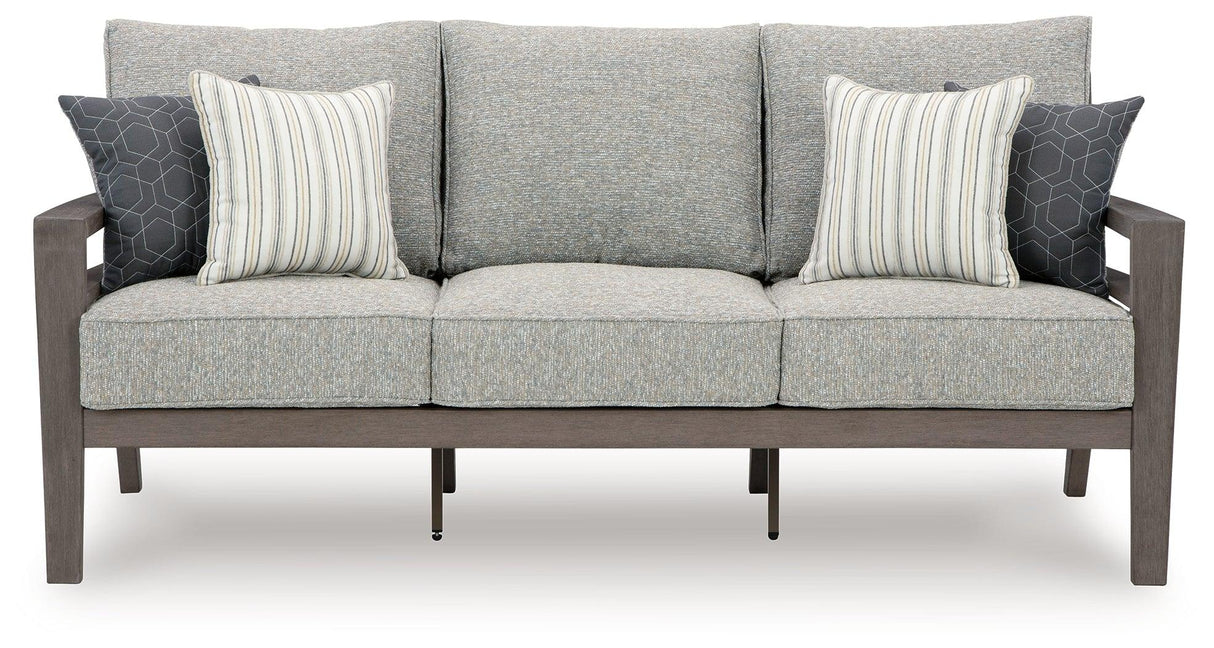 Hillside Barn Gray/Brown Outdoor Sofa with Cushion by Ashley at Eve Furniture