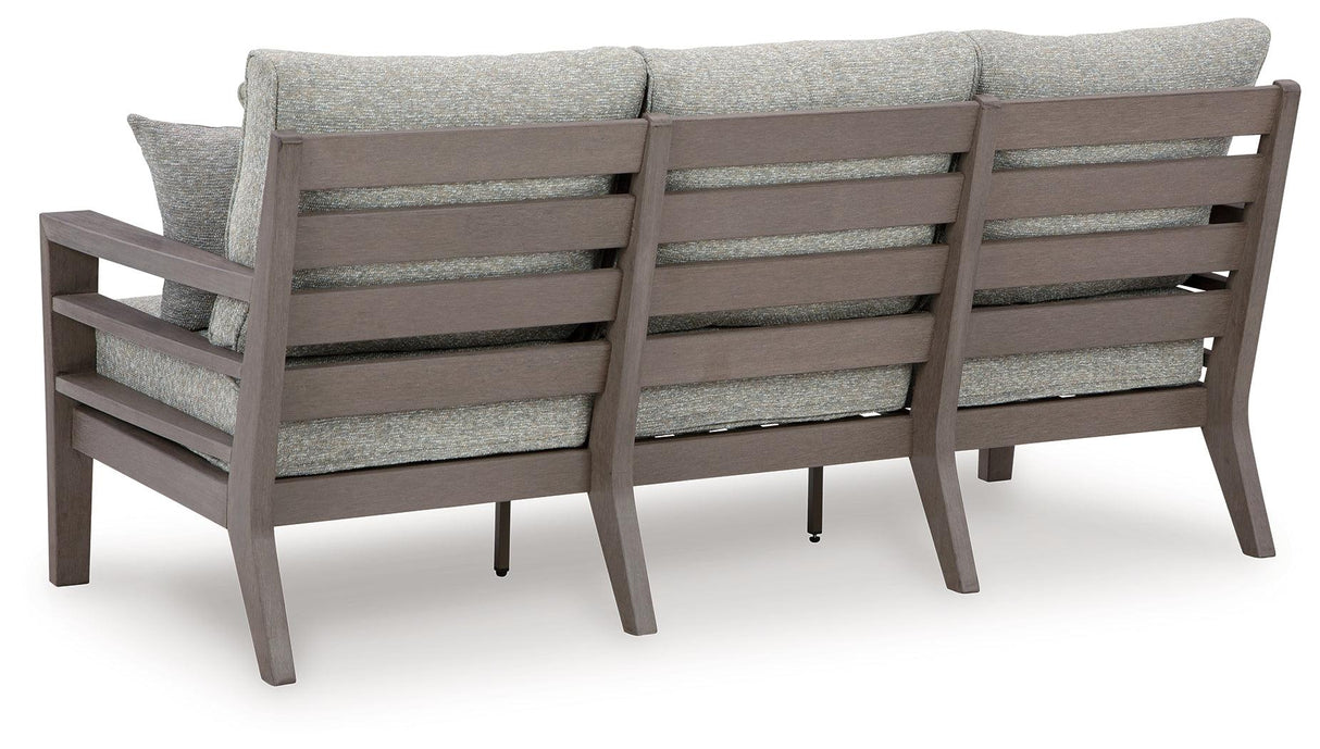 Hillside Barn Gray/Brown Outdoor Sofa with Cushion by Ashley at Eve Furniture