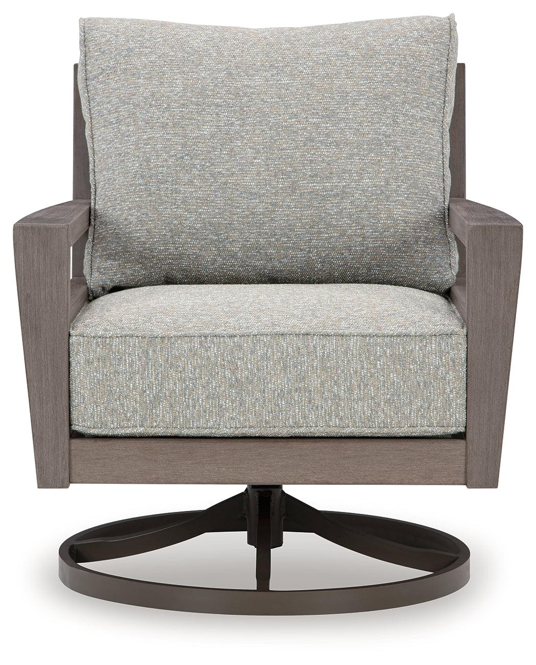 Hillside Barn Gray/Brown Outdoor Swivel Lounge Chair by Ashley at Eve Furniture