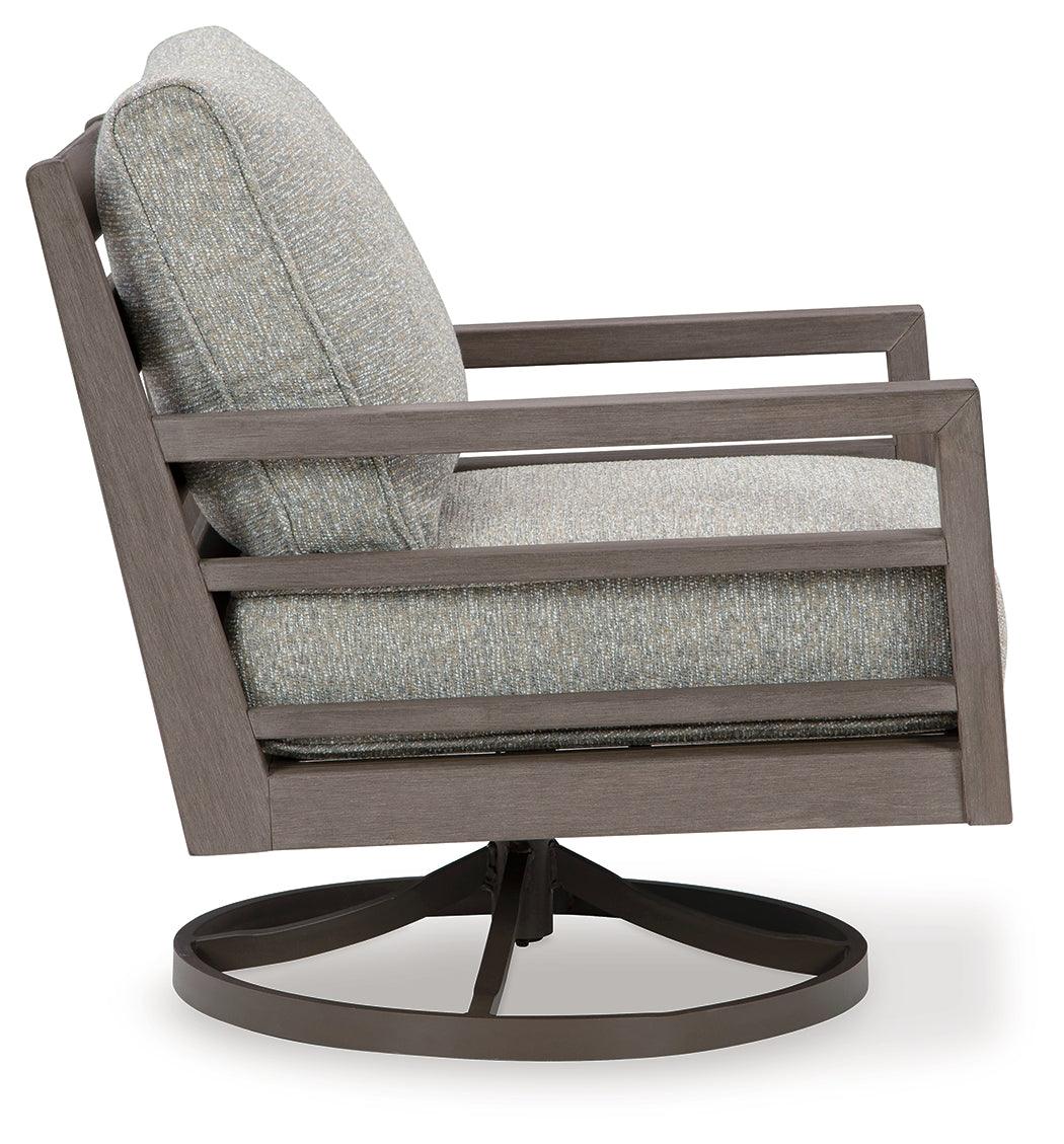 Hillside Barn Gray/Brown Outdoor Swivel Lounge Chair by Ashley at Eve Furniture