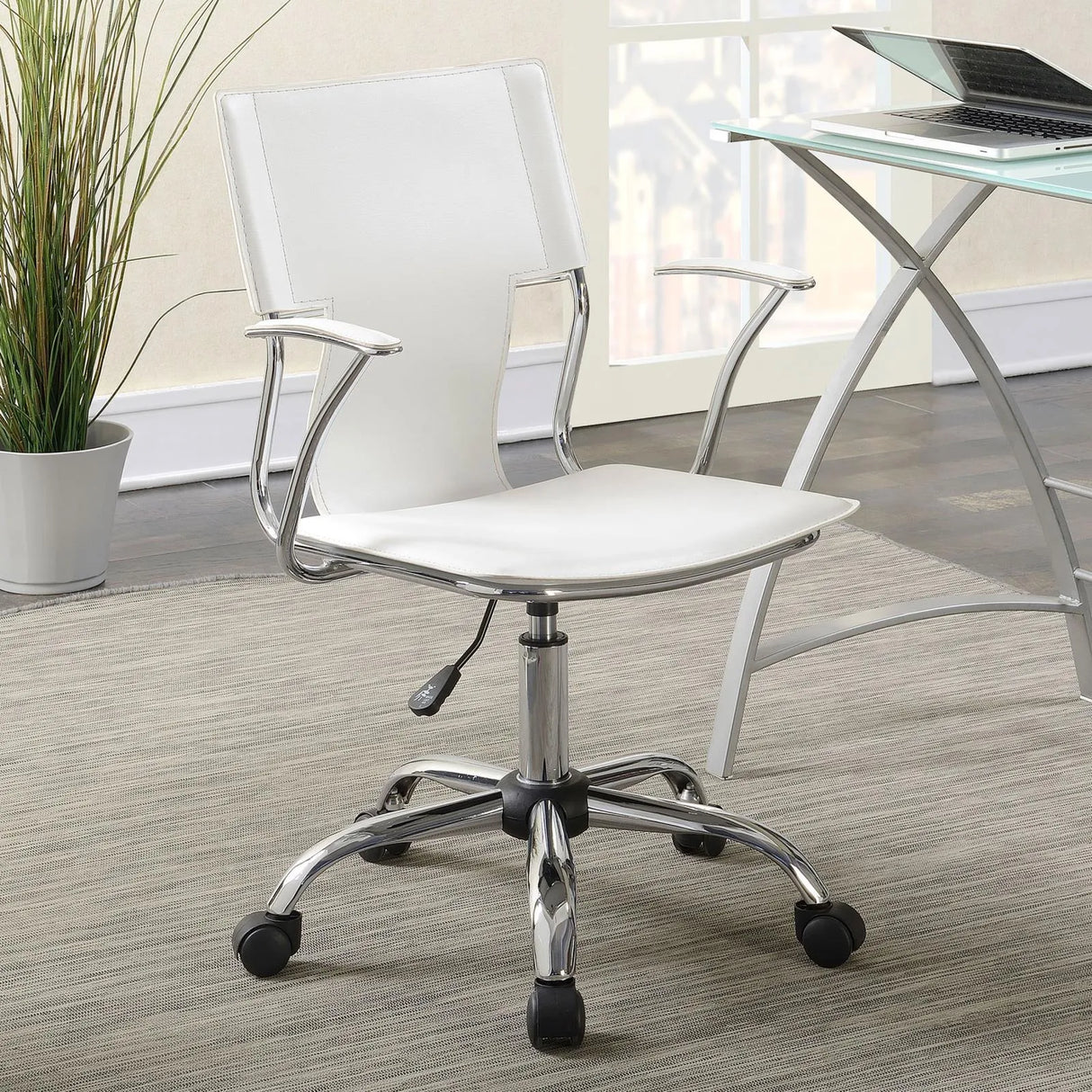 Himari White/Chrome Adjustable Height Office Chair by Coaster at Eve Furniture