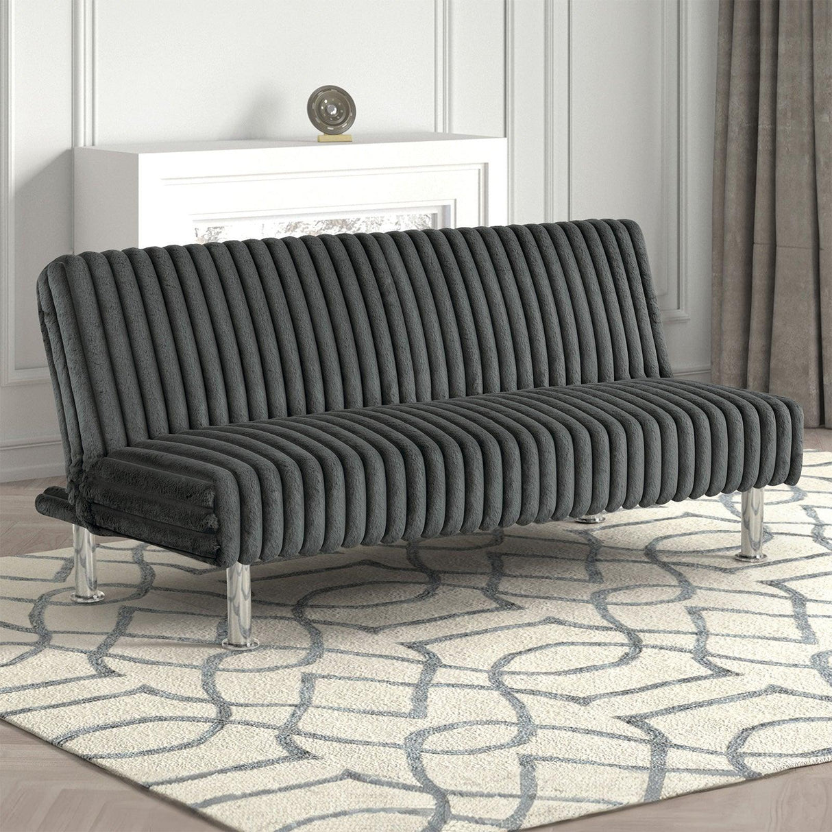 Hinwil Charcoal Futon Sofa Bed by Furniture of America at Eve Furniture