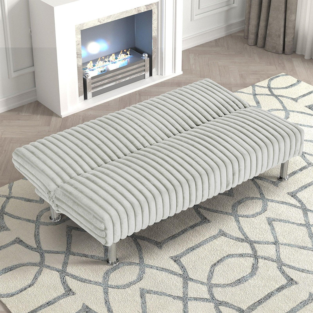 Hinwil Light Gray Futon Sofa Bed by Furniture of America at Eve Furniture