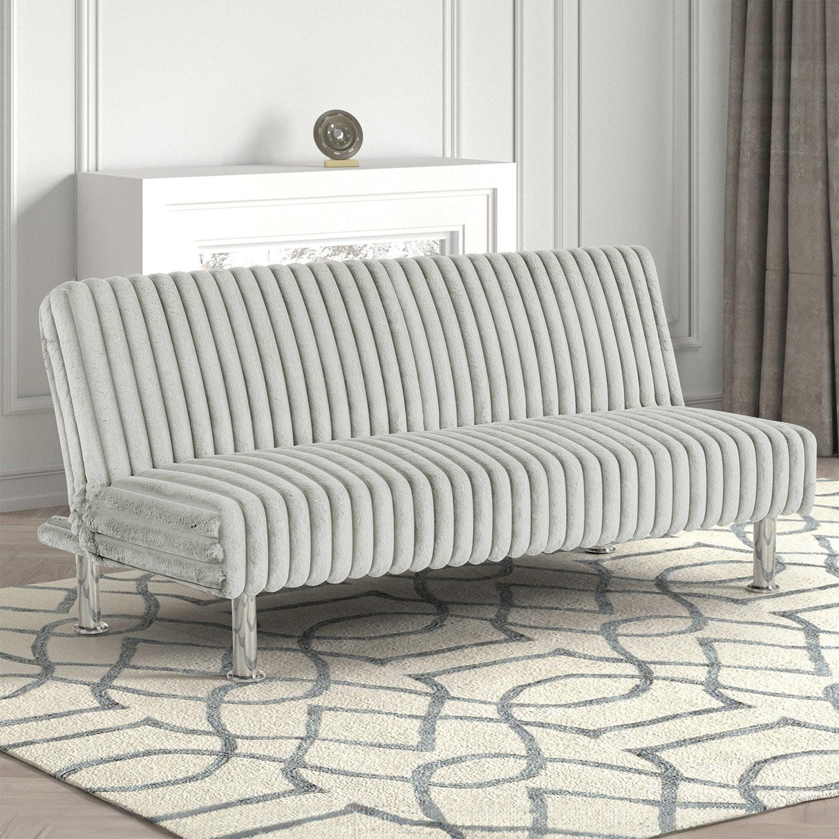 Hinwil Light Gray Futon Sofa Bed by Furniture of America at Eve Furniture