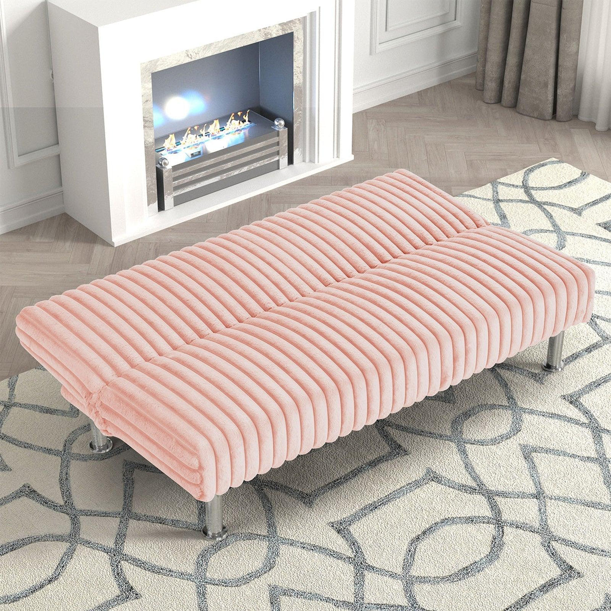 Hinwil Pink Futon Sofa Bed by Furniture of America at Eve Furniture