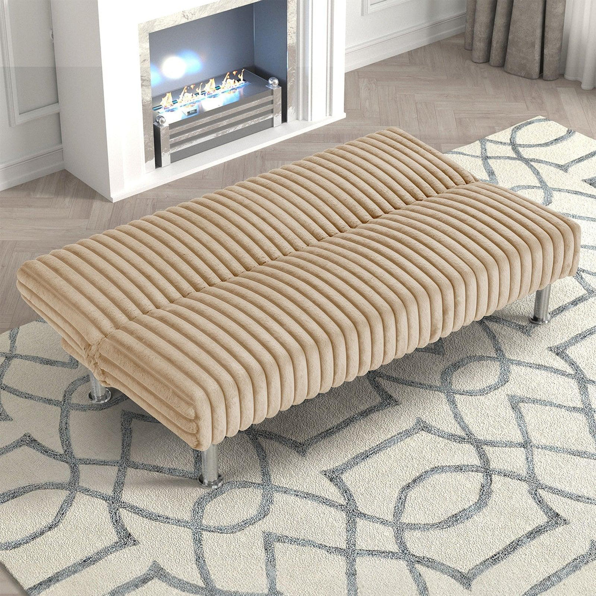 Hinwil Taupe Futon Sofa Bed by Furniture of America at Eve Furniture