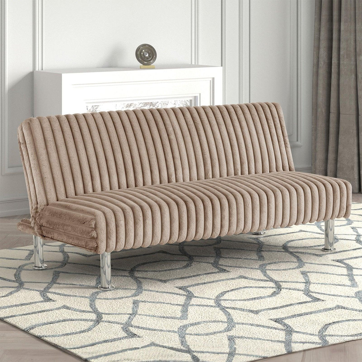 Hinwil Taupe Futon Sofa Bed by Furniture of America at Eve Furniture