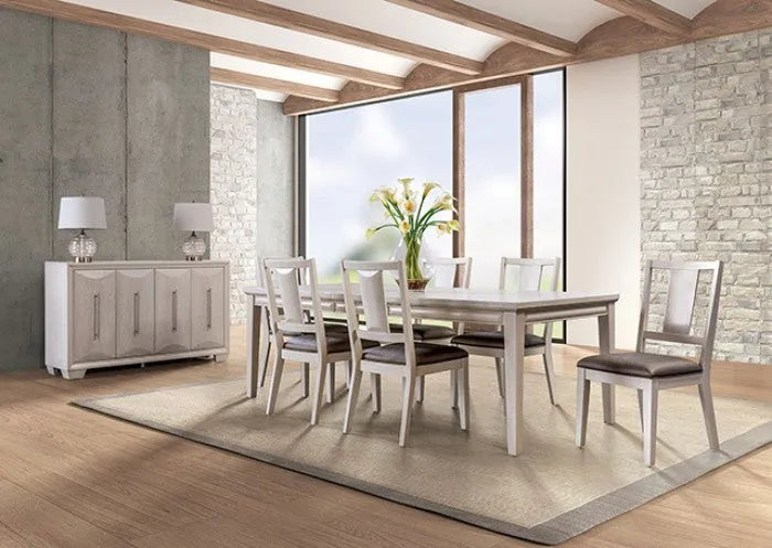 Hinwitz White Oak 7-Piece Dining Room Set by Furniture of America at Eve Furniture