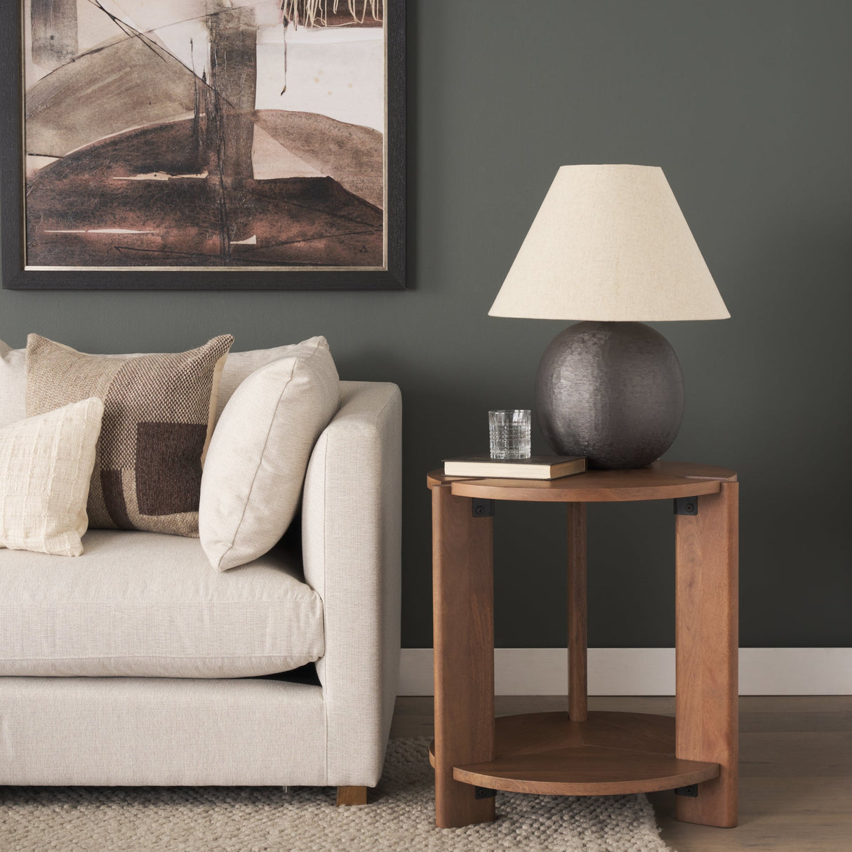 Hisako Mid Brown Open Round Accent Table by Mercana at Eve Furniture