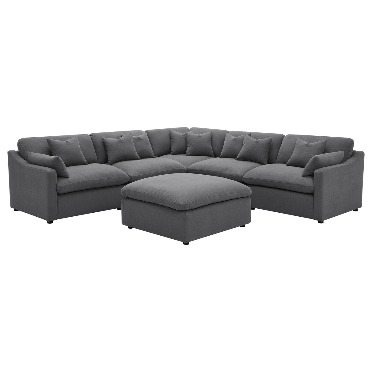 Hobson Charcoal 5-Piece Upholstered Modular Sectional and Ottoman by Coaster at Eve Furniture
