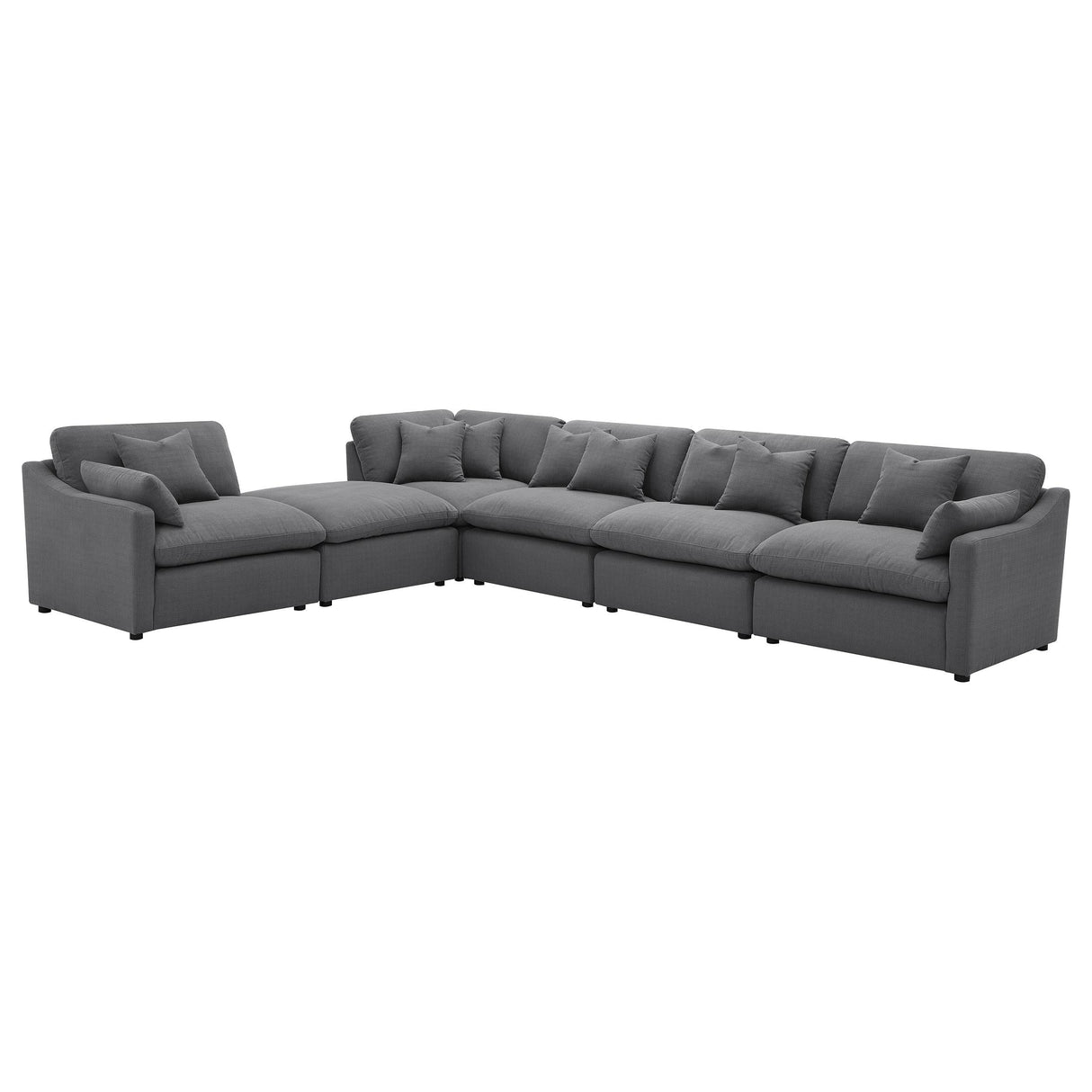 Hobson Charcoal 5-Piece Upholstered Modular Sectional and Ottoman by Coaster at Eve Furniture