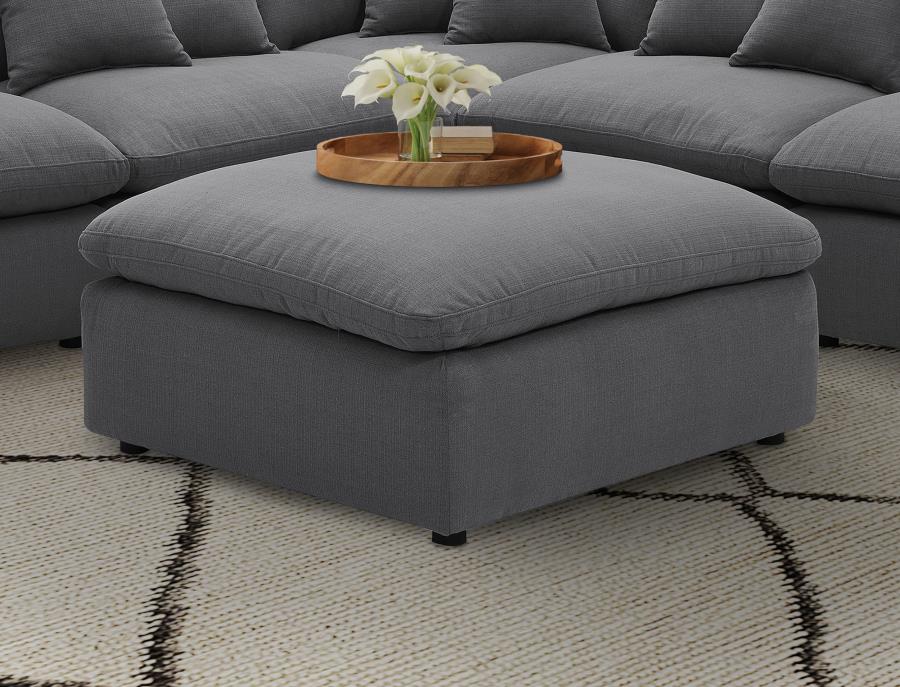 Hobson Charcoal Square Upholstered Ottoman