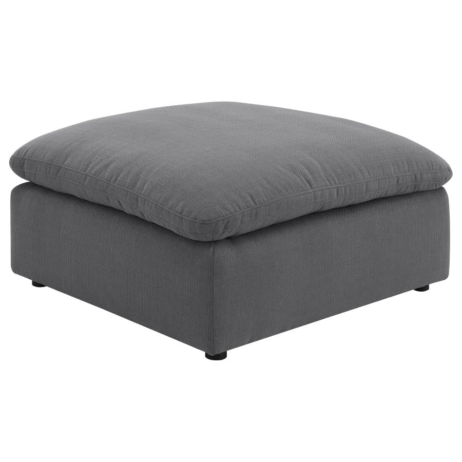 Hobson Charcoal Square Upholstered Ottoman