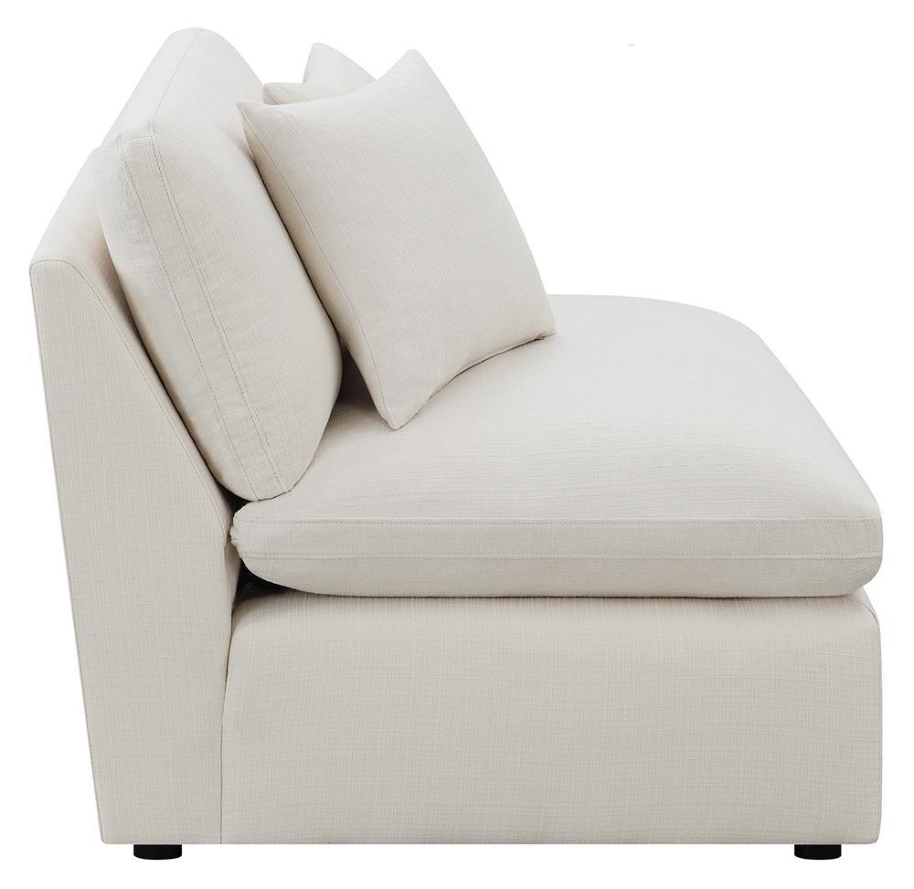 Hobson Off-White Cushion Back Armless Chair by Coaster at Eve Furniture