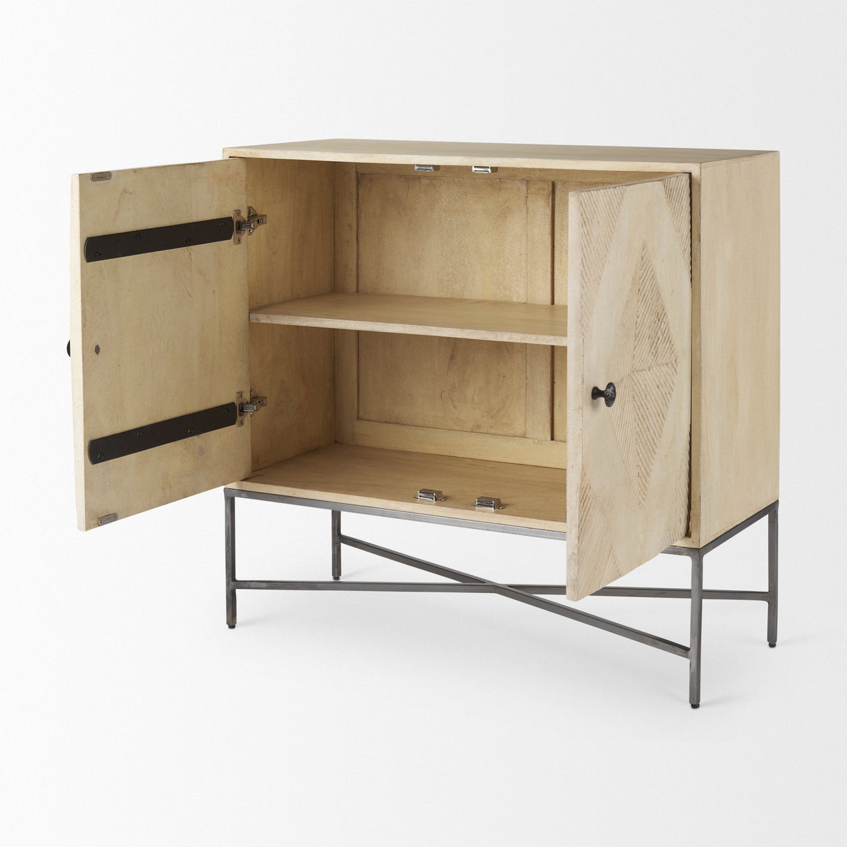 Hogarth 36.0L x 16.0W x 34.0H 2 Door Blonde Wood Accent Cabinet by Mercana at Eve Furniture