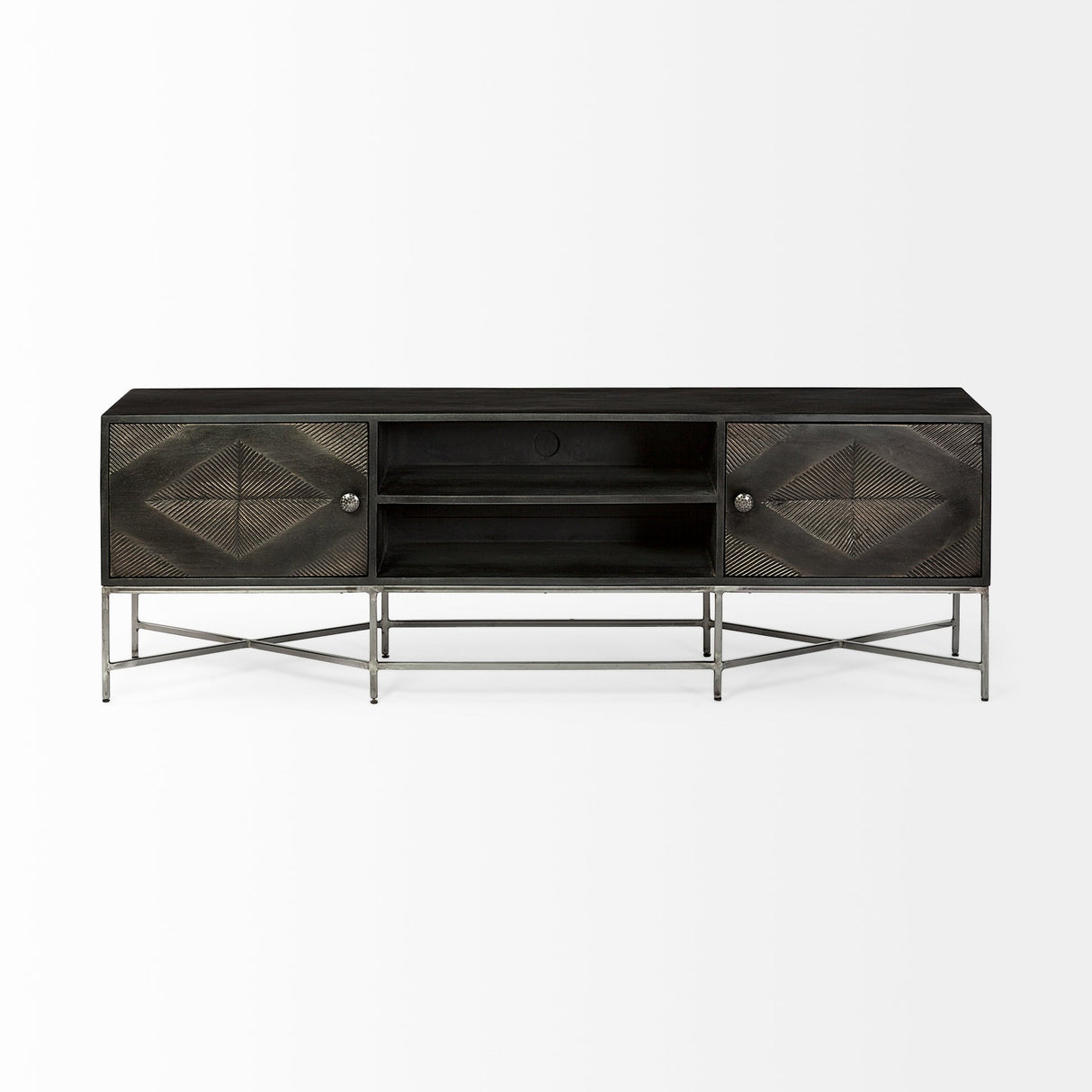 Hogarth I Dark Brown Solid Wood TV Stand Media Console with Storage by Mercana at Eve Furniture
