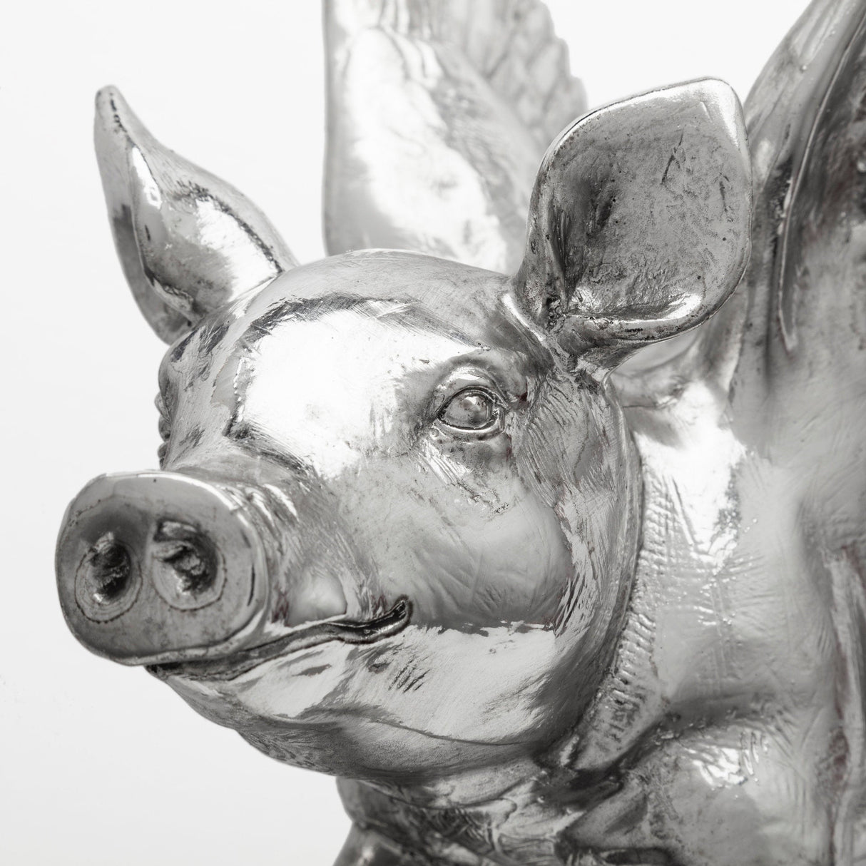 Hogbadi Set of 2 Silver Flying Pigs by Mercana at Eve Furniture