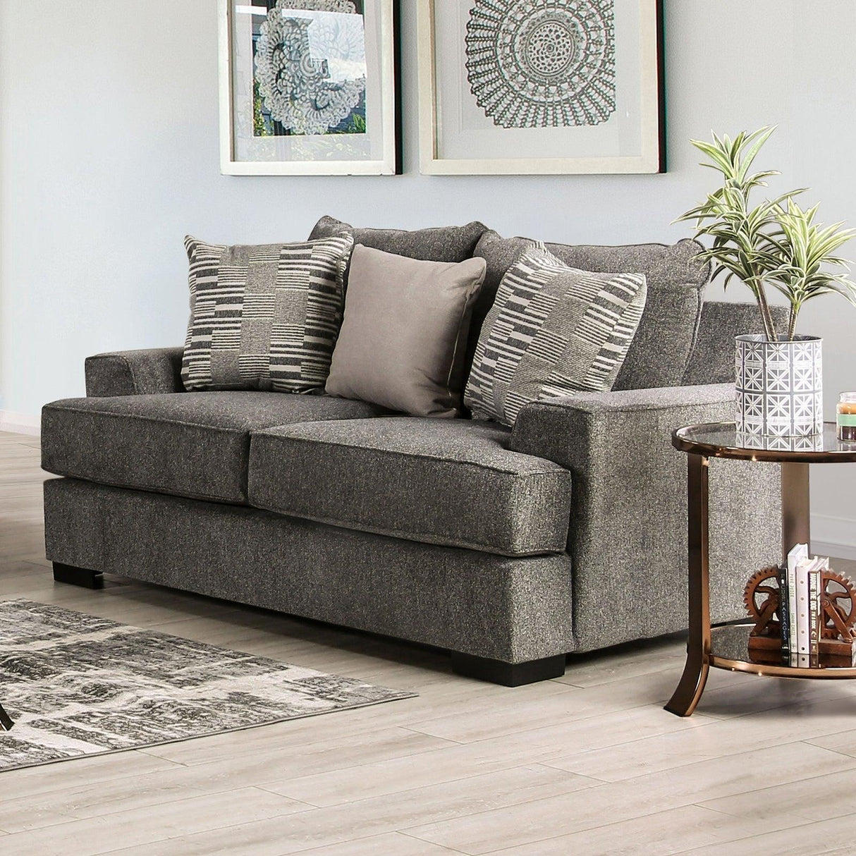 Holborn Gray Loveseat by Furniture of America at Eve Furniture