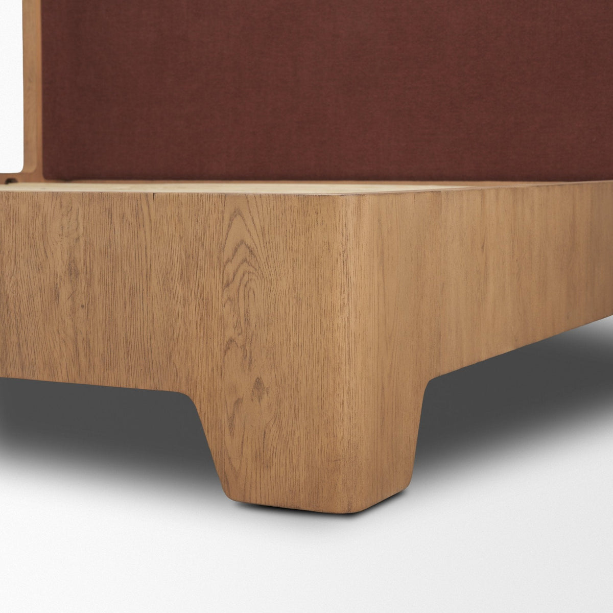Holden King Upholstered Bedframe | Shelter Headboard | Burgundy Performance Fabric by Mercana at Eve Furniture