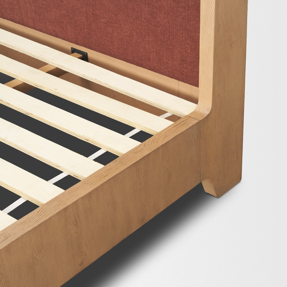 Holden King Upholstered Bedframe | Shelter Headboard | Burgundy Performance Fabric by Mercana at Eve Furniture
