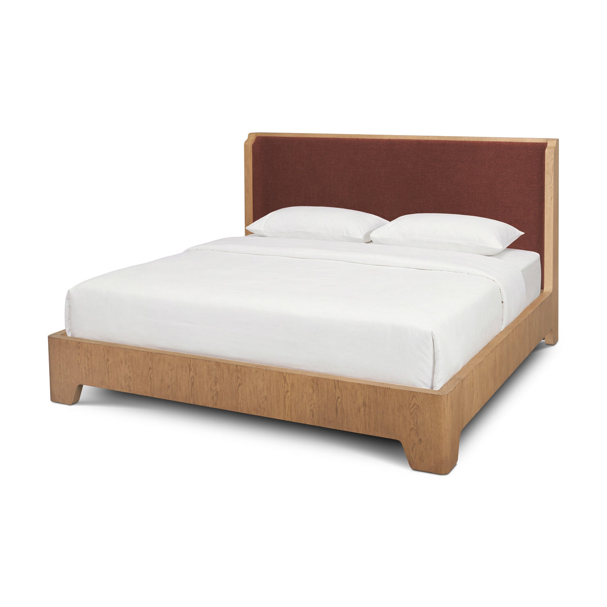Holden King Upholstered Bedframe | Shelter Headboard | Burgundy Performance Fabric by Mercana at Eve Furniture
