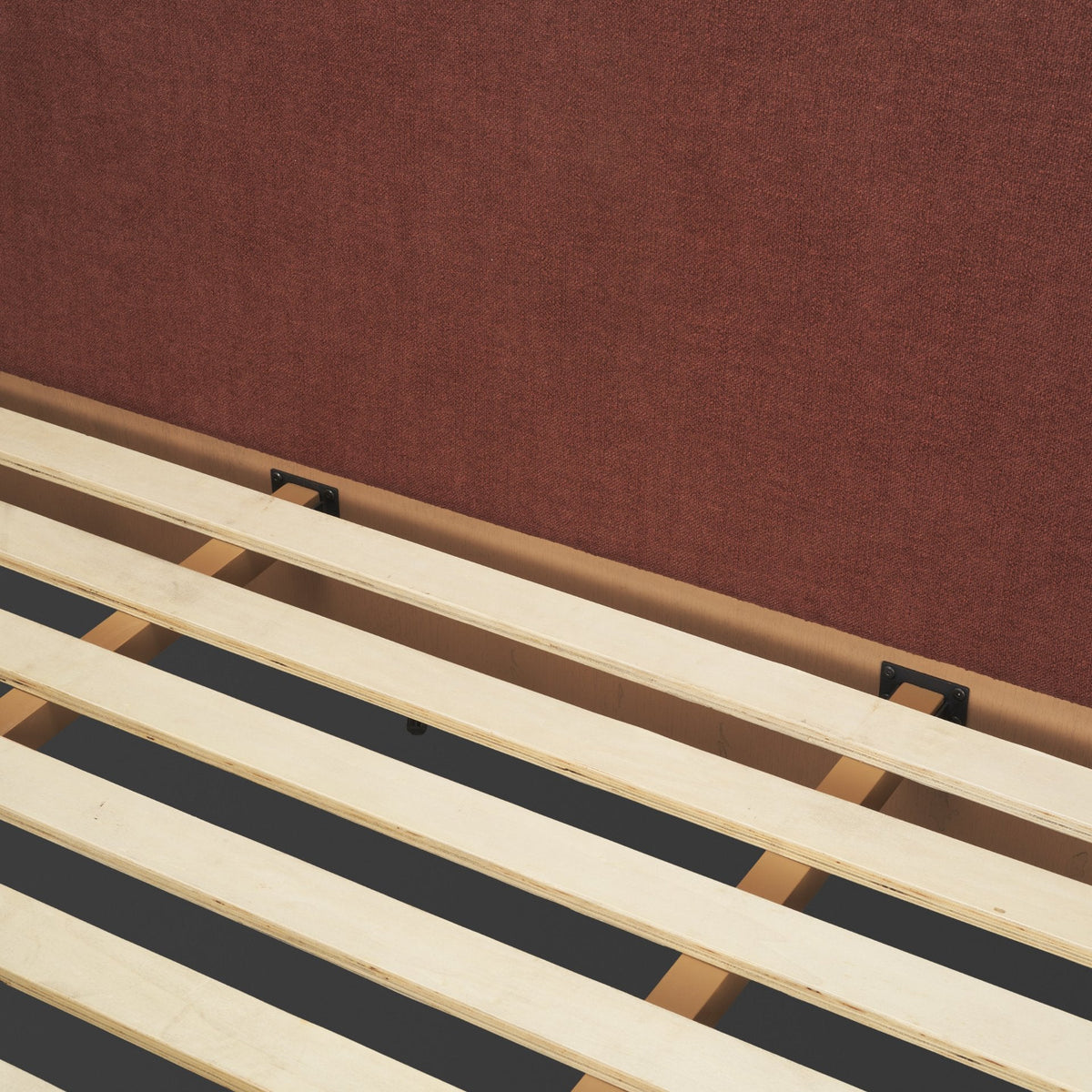 Holden Queen Upholstered Bedframe | Shelter Headboard | Burgundy Performance Fabric by Mercana at Eve Furniture