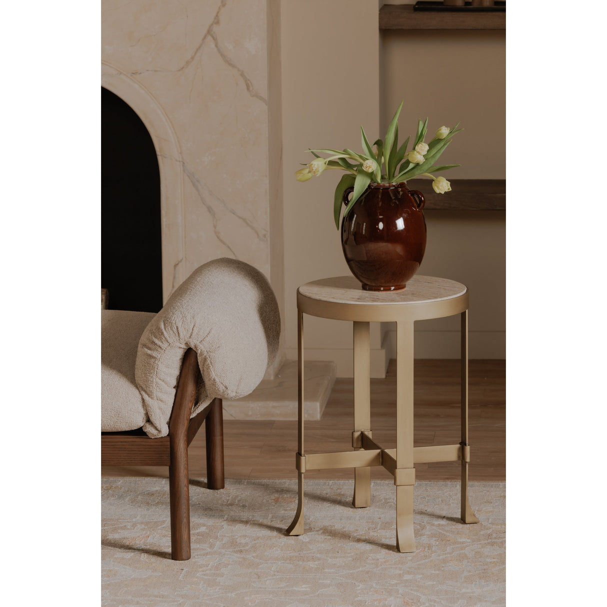 Holli Travertine Side Table by Moe's Home at Eve Furniture