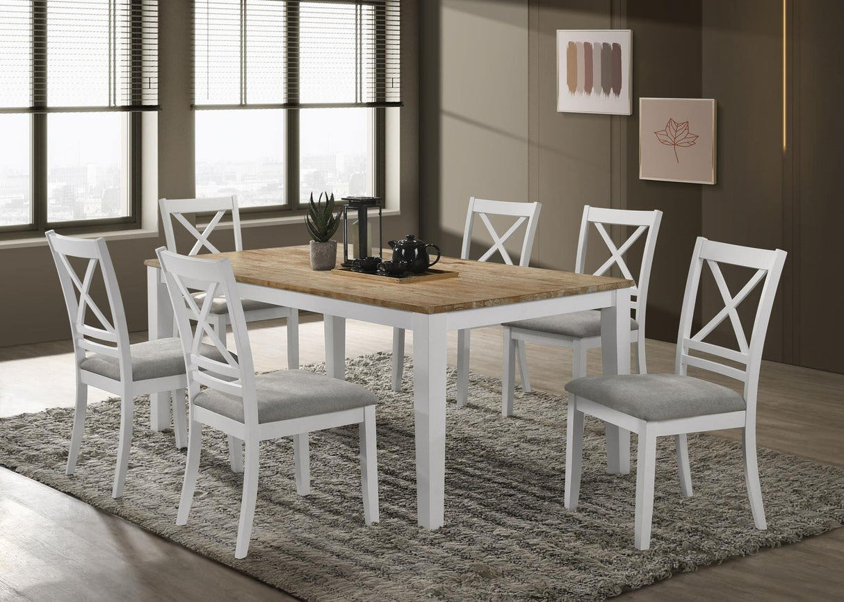 Hollis Brown and White Rectangular Solid Wood Dining Table by Coaster at Eve Furniture