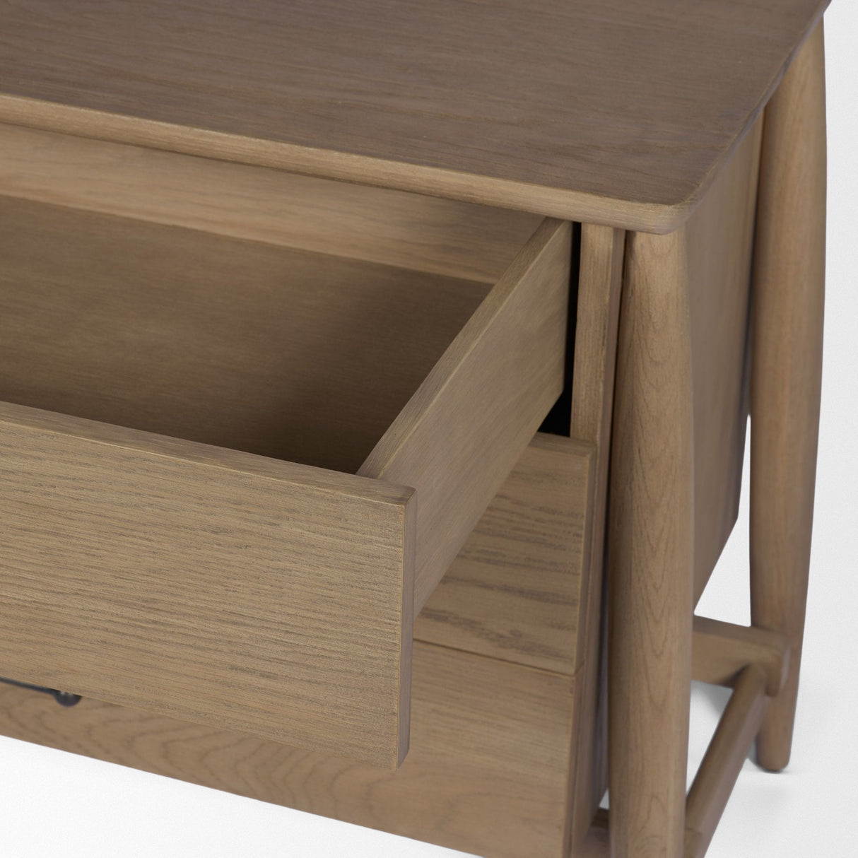 Hollis Gray-Brown Wood 3-Drawer Closed Nightstand by Mercana at Eve Furniture