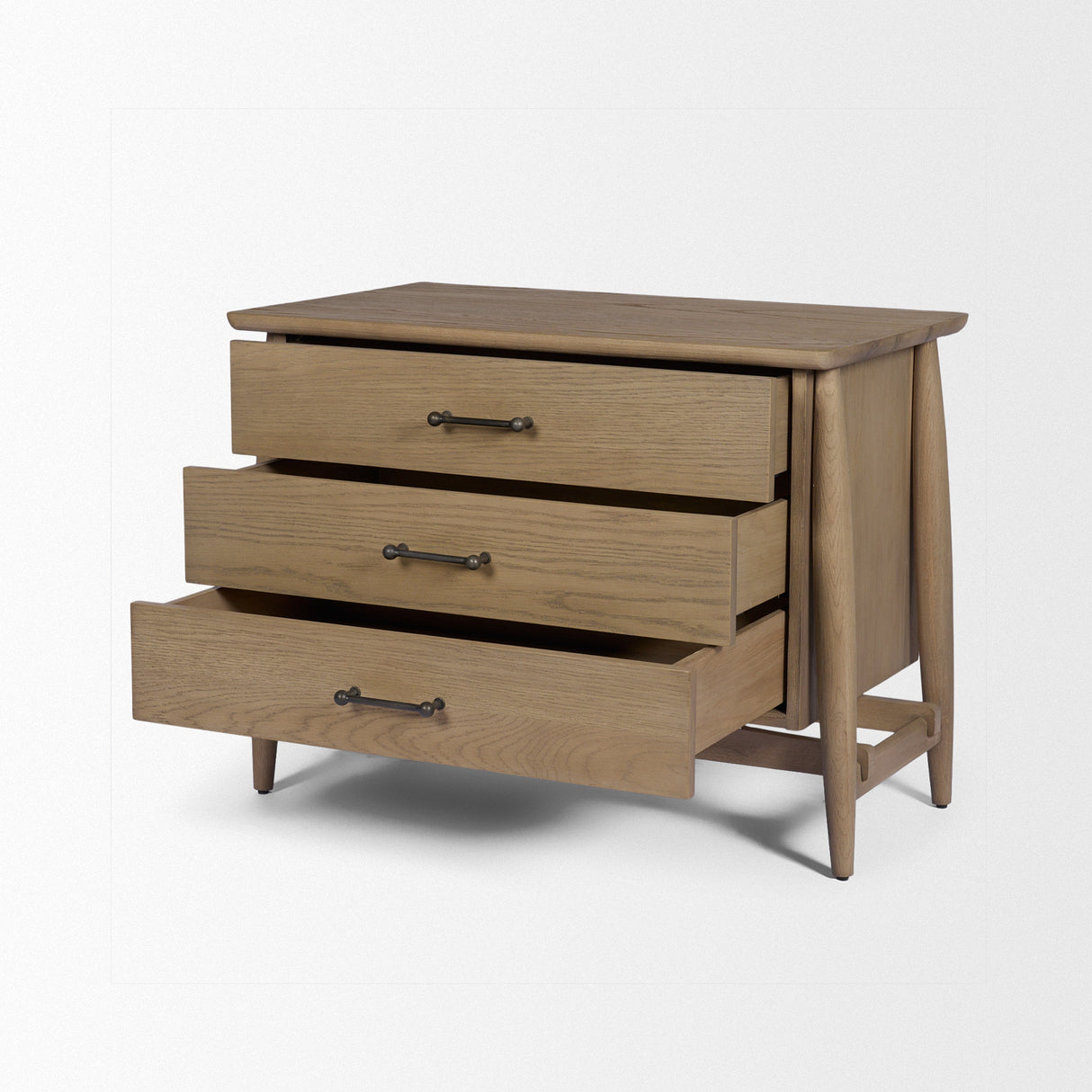 Hollis Gray-Brown Wood 3-Drawer Closed Nightstand by Mercana at Eve Furniture