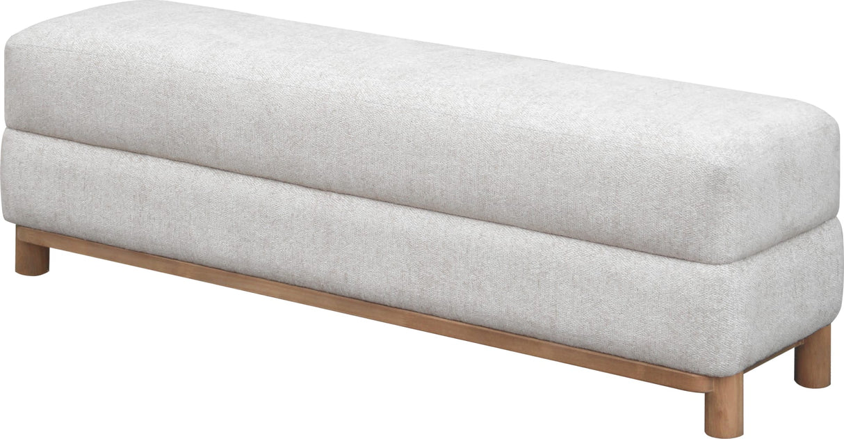 Hollis Snow White/Cabin Glow Wood/Upholstered Bench by Modus Furniture at Eve Furniture