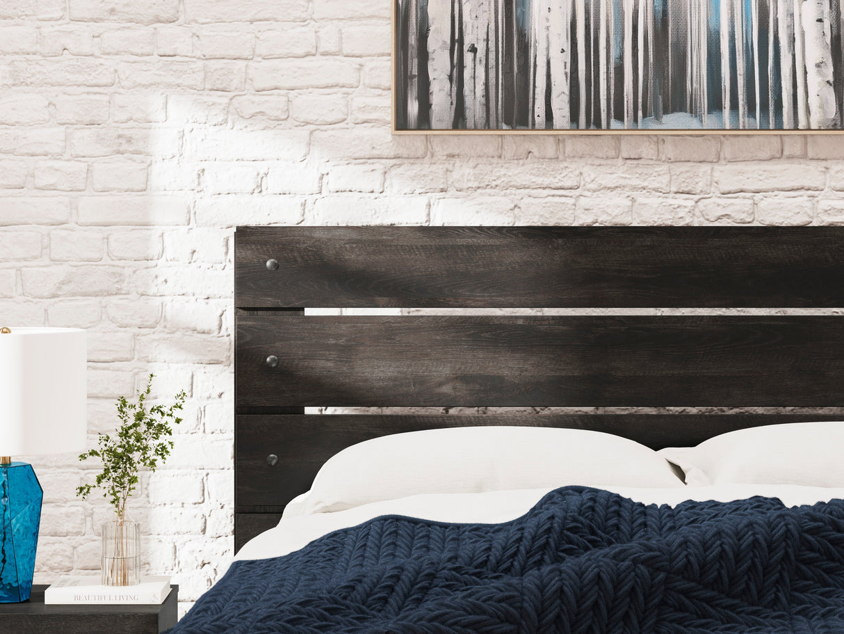 Hollivern Dark Gray Storage Panel Bedroom Set with 2 One-Side Drawers by Ashley at Eve Furniture