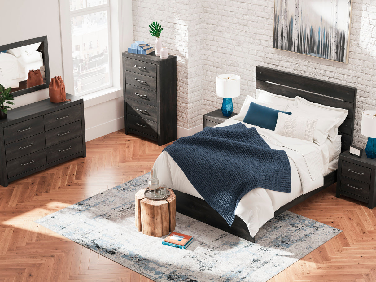 Hollivern Dark Gray Storage Panel Bedroom Set with 2 One-Side Drawers by Ashley at Eve Furniture