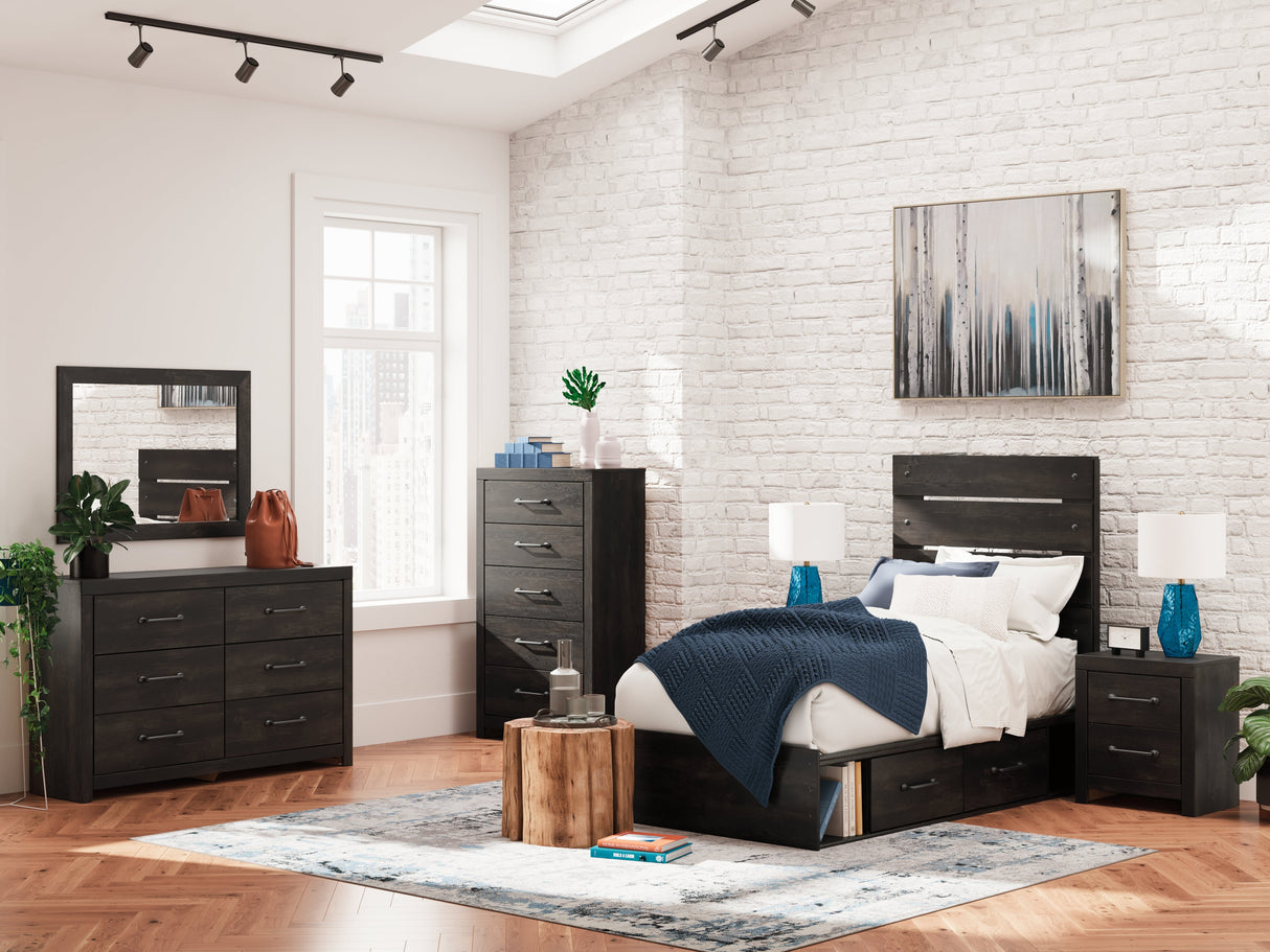 Hollivern Dark Gray Twin Panel Storage Bed by Ashley at Eve Furniture
