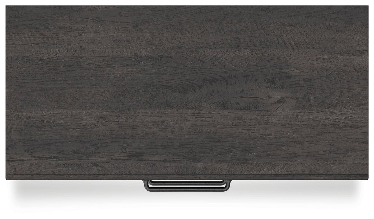 Hollivern Full Panel Bed with Storage with Mirrored Dresser and Chest in Dark Gray by Ashley at Eve Furniture