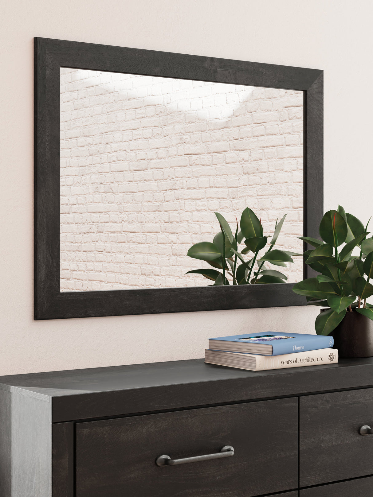 Hollivern Full Panel Bed with Storage with Mirrored Dresser and Chest in Dark Gray by Ashley at Eve Furniture