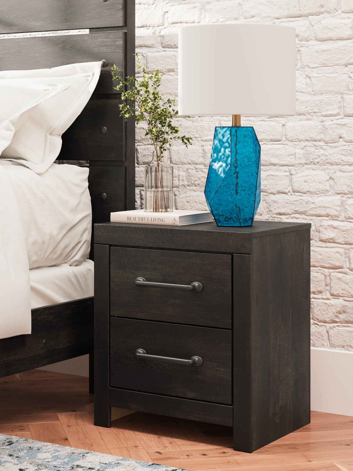 Hollivern Full Panel Bed with Storage with Mirrored Dresser, Chest and Nightstand in Dark Gray by Ashley at Eve Furniture