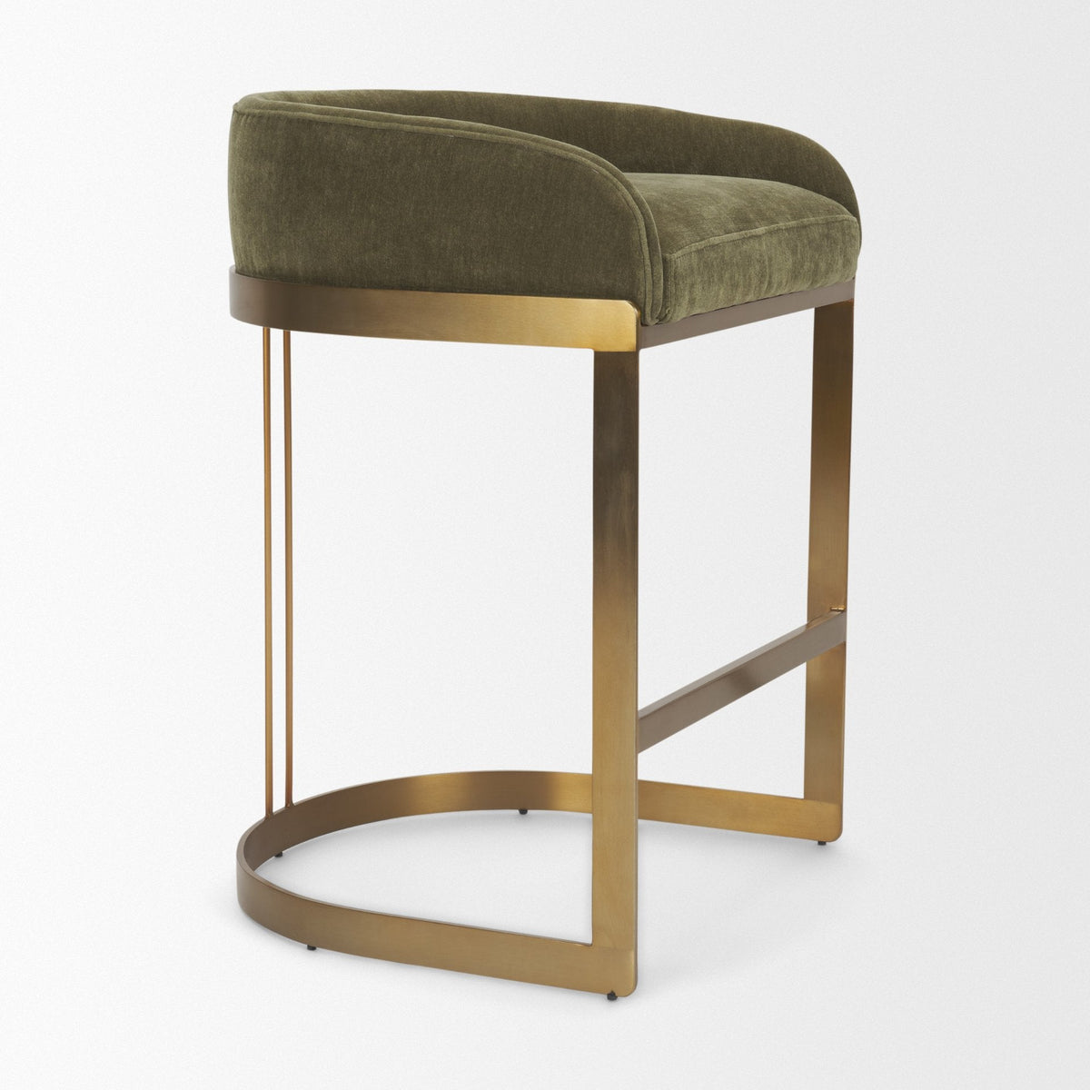Hollyfield Backless 28.7in Seat Bar Stool | Olive Fabric w/ Gold Metal by Mercana at Eve Furniture