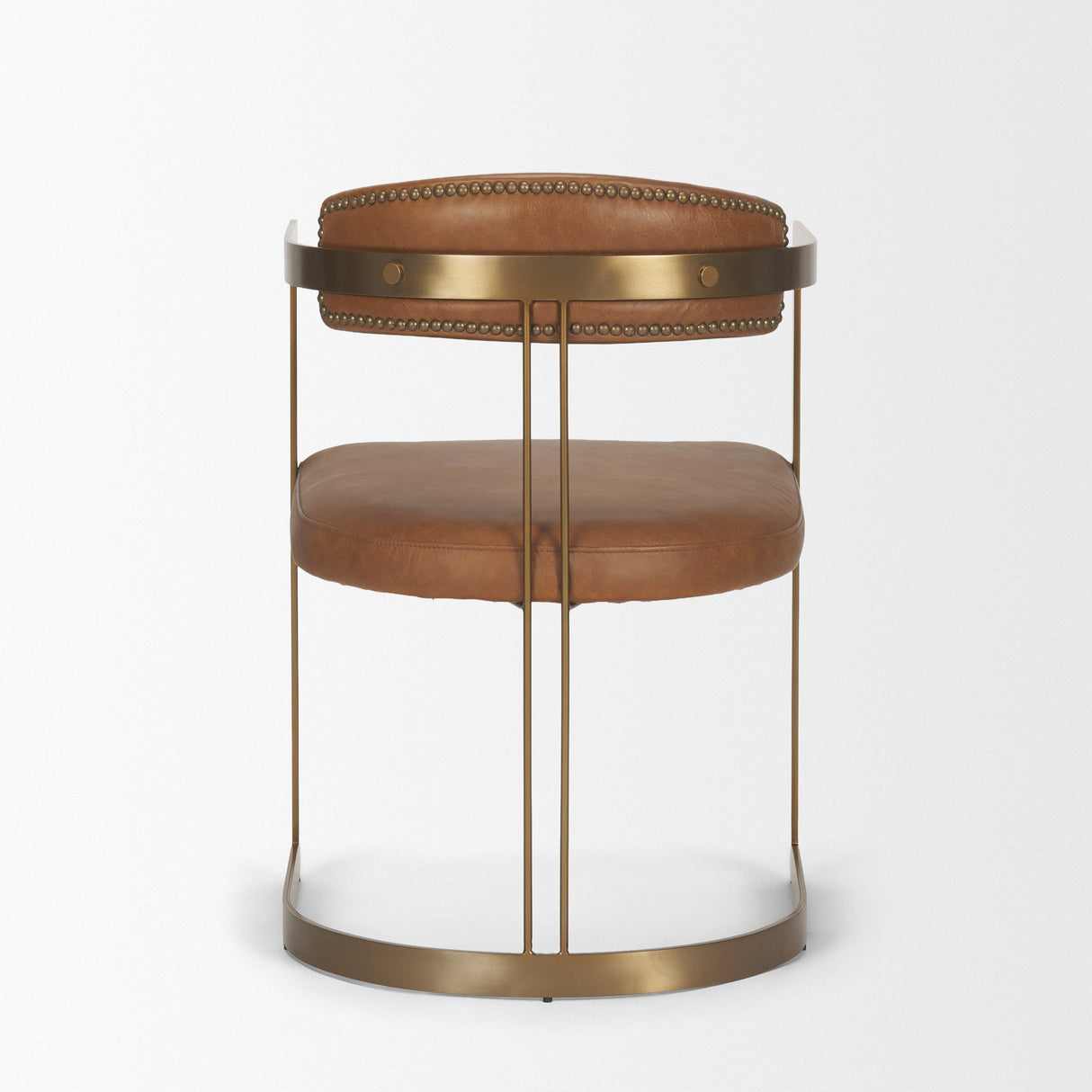 Hollyfield I Brown Leather Seat Gold Iron Frame Dining Chair by Mercana at Eve Furniture