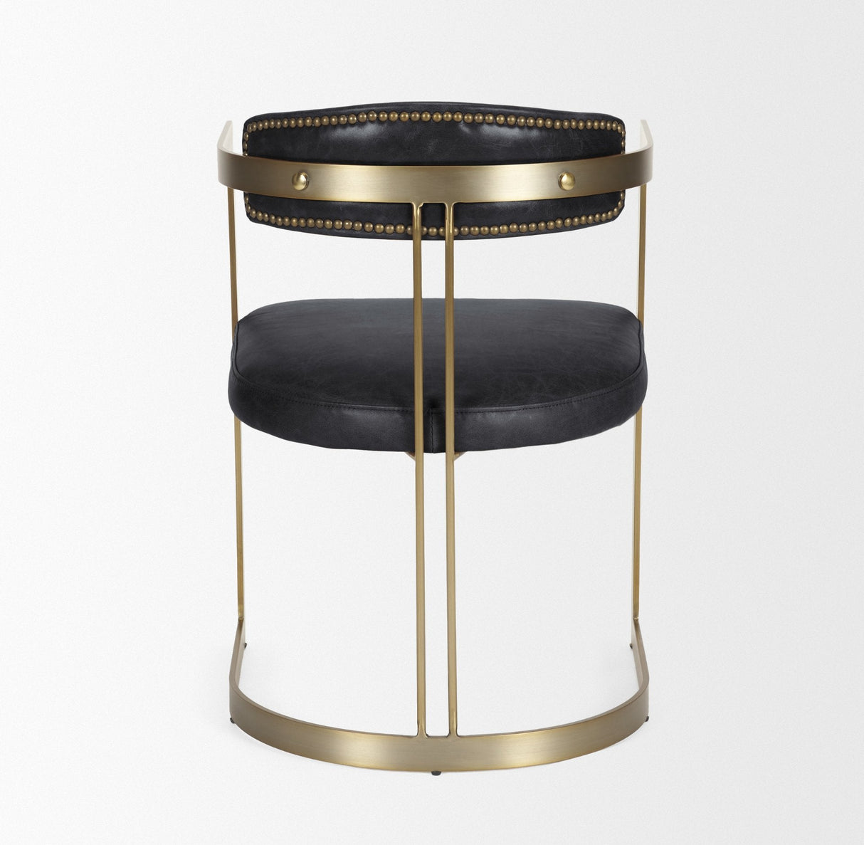 Hollyfield II Black Leather Seat Gold Iron Frame Dining Chair by Mercana at Eve Furniture